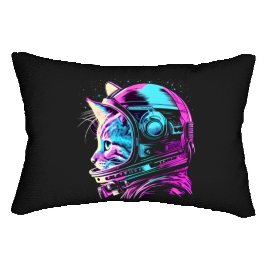 Aesthetic Vaporwave Space Cat 80s 90s Astronaut Lumbar Pillows