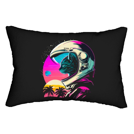 Aesthetic Vaporwave Space Cat 80s 90s Astronaut Lumbar Pillows