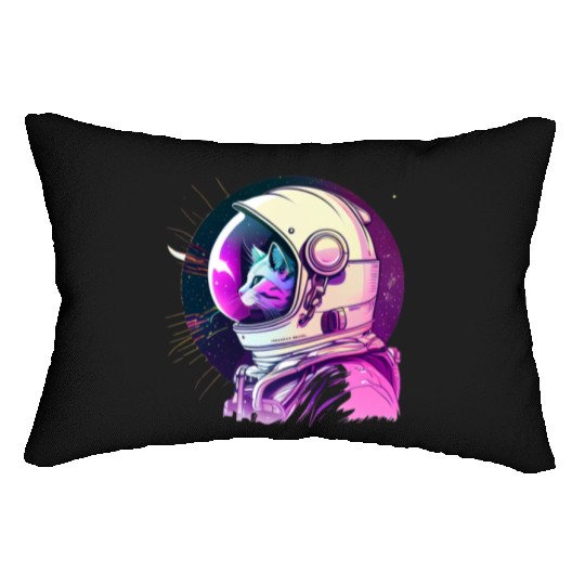 Aesthetic Vaporwave Space Cat 80s 90s Astronaut Lumbar Pillows