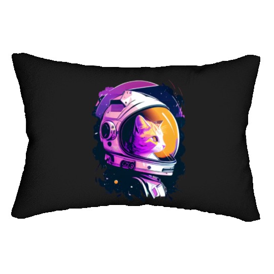 Aesthetic Vaporwave Space Cat 80s 90s Astronaut Lumbar Pillows
