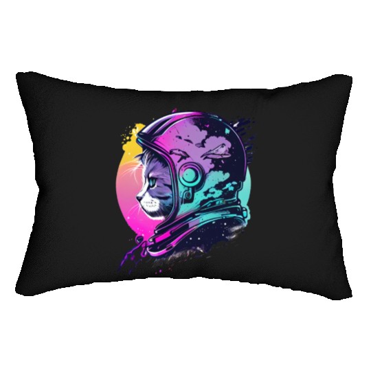 Aesthetic Vaporwave Space Cat 80s 90s Astronaut Lumbar Pillows