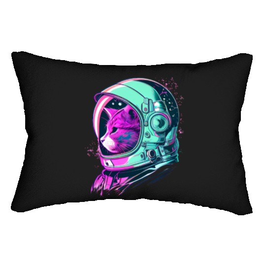 Aesthetic Vaporwave Space Cat 80s 90s Astronaut Lumbar Pillows