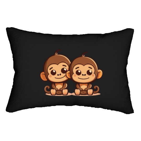 Monkeys siblings brother sister family love ape Lumbar Pillows