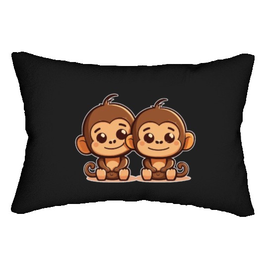 Monkeys siblings brother sister family love ape Lumbar Pillows