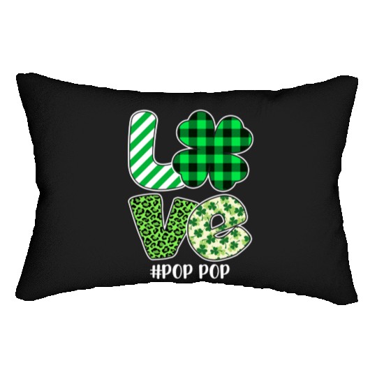 Love Pop Pop Green Plaid Leopard Shamrock Lumbar Pillows