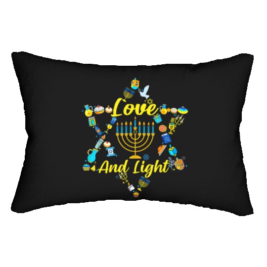 Love and Light Hanukkah Lumbar Pillows Jew Menorah Jewish C