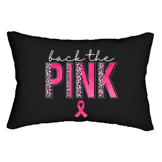 Back The Pink Breast Cancer Awareness US Flag Ribb Lumbar Pillows