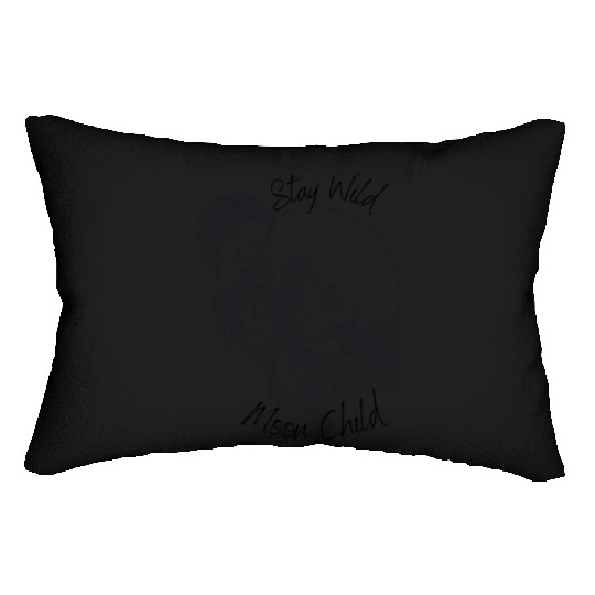 Stay Wild Moon Child Wolf Howling at Moon Goddess Lumbar Pillows