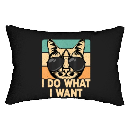 Retro I Do What I Want Funny Cat Lover Lumbar Pillows