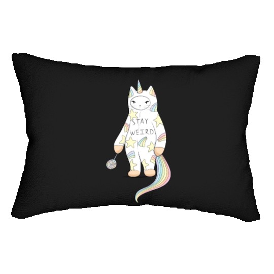 Stay Weird With Love From Unicorn Cat Lumbar Pillows