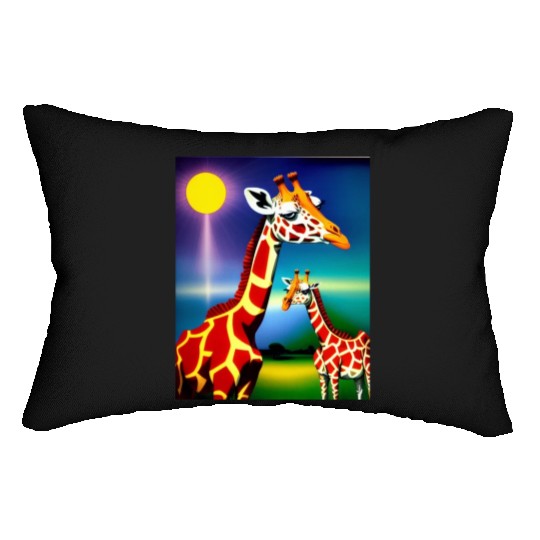 Giraffe in the spectrum of light Lumbar Pillows