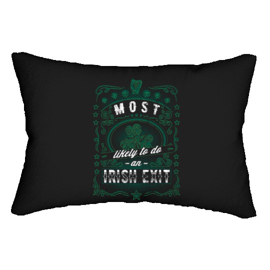 Irish Exit Saint Patrick's Day Vintage Shamrock Lumbar Pillows