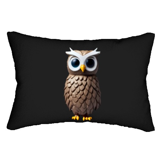Brown 3D owl illustration Lumbar Pillows