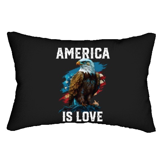 America Is Love American Bald Eagle 4th Of July Lumbar Pillows