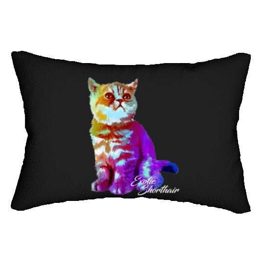 Colorful Exotic Shorthair Cat Funny Kitties Lover Lumbar Pillows