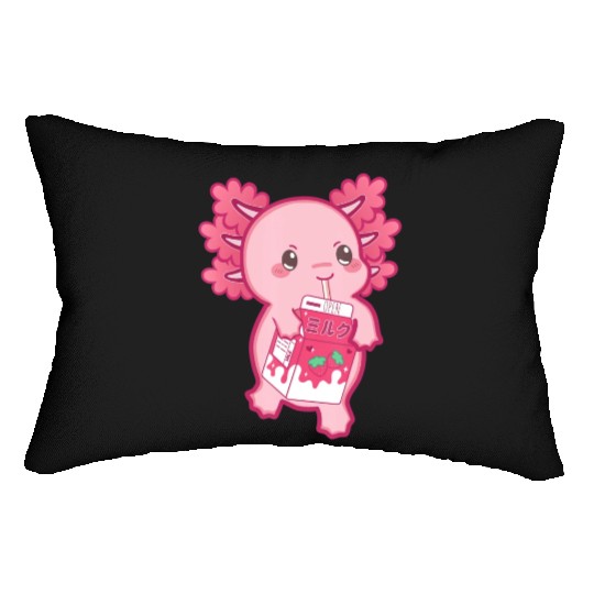 Kawaii Axolotl Strawberry Milk Teen Girl Kids Japa Lumbar Pillows