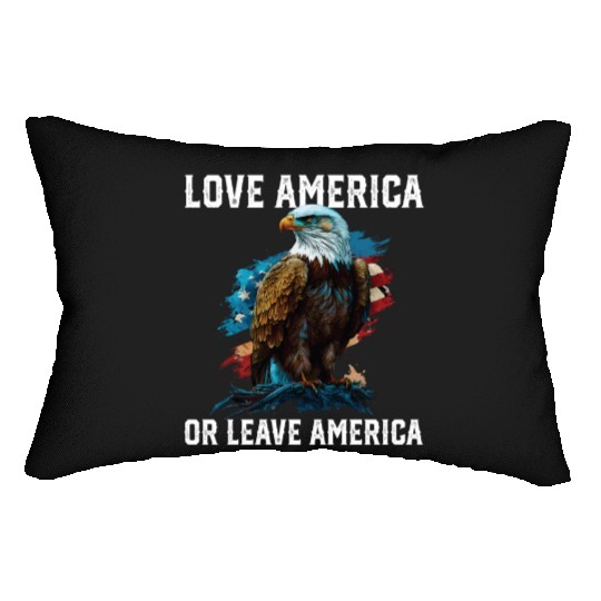 Love America Or Leave America Patriotic USA Flag Lumbar Pillows