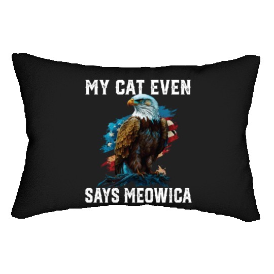 My Cat Even Says Meowica Patriotic Cat Owner USA Lumbar Pillows