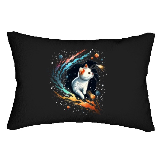 Astronaut Cat or Space Cat on Galaxy Cat Lover Lumbar Pillows
