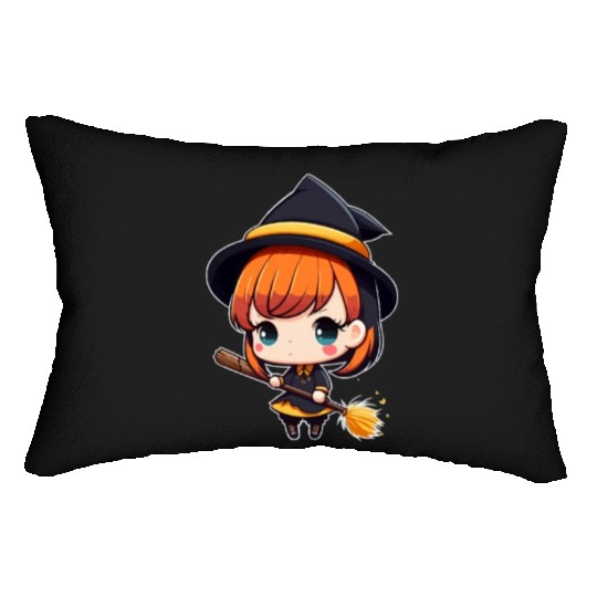Cute But Witchy Chibi Witch Wicca Lumbar Pillows