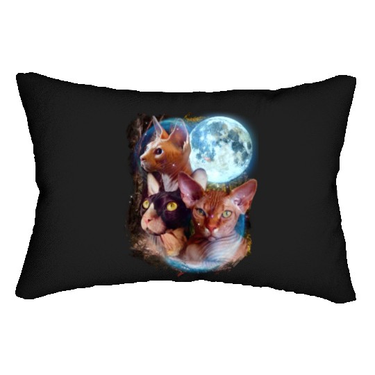 3 Moon Sphynx cats Animal Lovers Cute Kitty Cool Lumbar Pillows