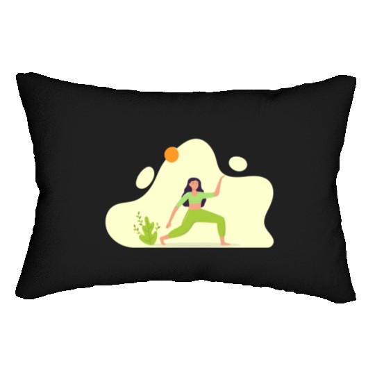 Woman Yoga Exercise Health Illustration Lumbar Pillows