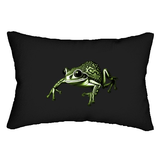 cute frog green Lumbar Pillows