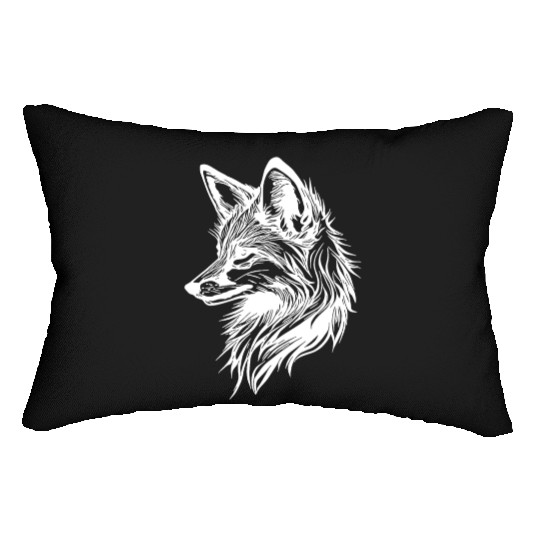 Cute Elegant Fox In Tattoo Ink Lumbar Pillows