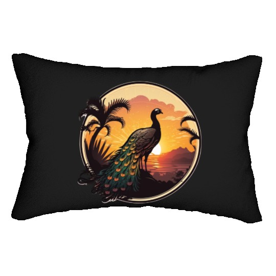 Peacock Sunrise: A Relaxing Journey into Serenity Lumbar Pillows