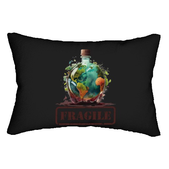 Fragile , Earth Day 2023 Planet Anniversary Lumbar Pillows