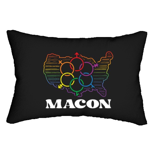 Macon Pride Month Pride Flag LGBT Community LGBTQ Lumbar Pillows