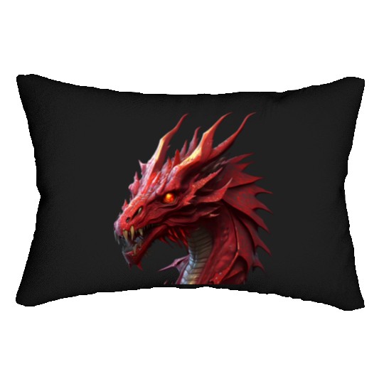 red fierce dragon Lumbar Pillows