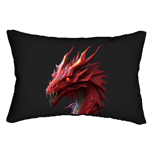 red fierce dragon Lumbar Pillows
