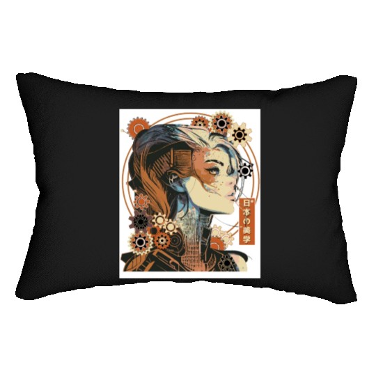 Japanese Aesthetic Steampunk Futuristic Anime Girl Lumbar Pillows