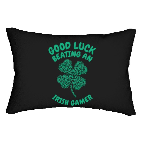 St. Patrick's Day Gaming Shamrock Gamer Video Lumbar Pillows