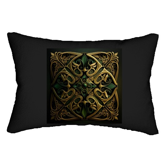 Green Bronze Ornamental Plaid Decoration Pattern Lumbar Pillows