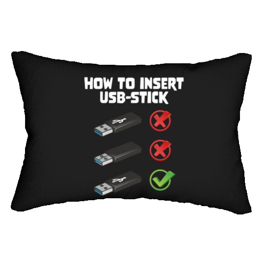 How To Insert USB Stick Funny Programmer Meme Lumbar Pillows