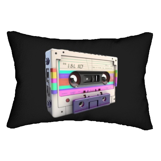 80s Music Cassette Tape : 3D, Neon, 80s songs Lumbar Pillows