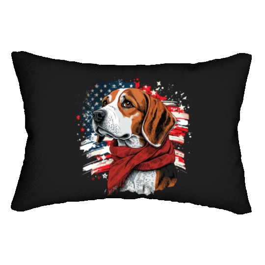 America USA Flag 4th Of July American Dog Lover Lumbar Pillows