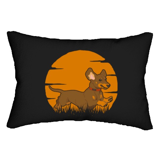 Dachshund Running Sausage Dog Lumbar Pillows