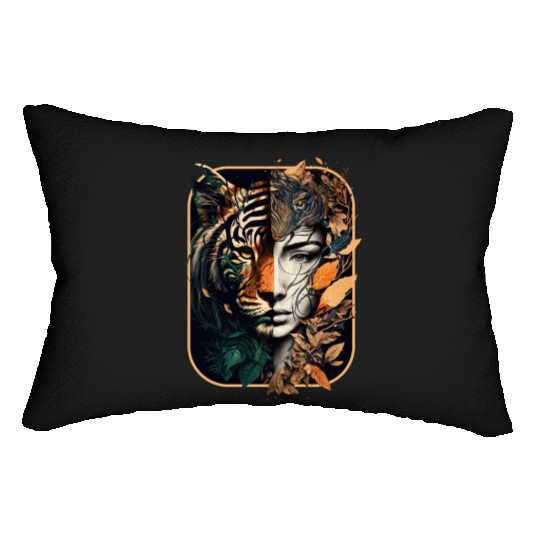 Unleash Your Inner Beast with Half Woman Half Tige Lumbar Pillows