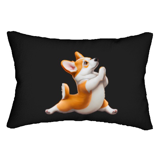 Corgi dog in yoga pose Lumbar Pillows
