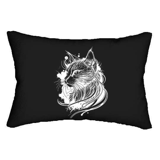 Cute Space Cat In Tattoo Style Lumbar Pillows