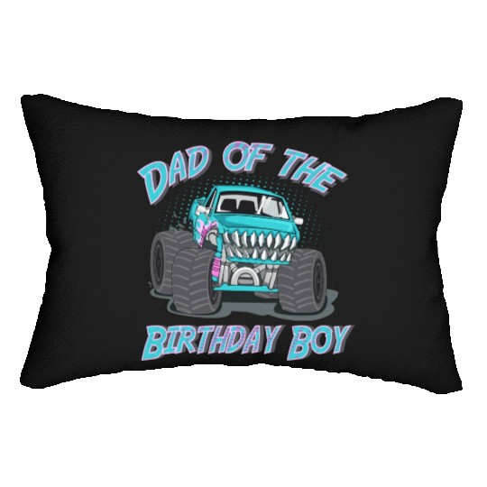 Mens Dad of the Birthday Boy Monster Truck Lumbar Pillows