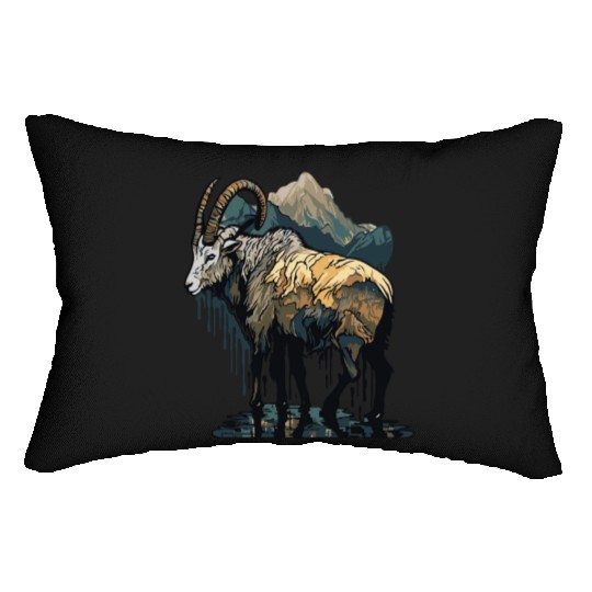 a mountain goat lives in the mountains Lumbar Pillows
