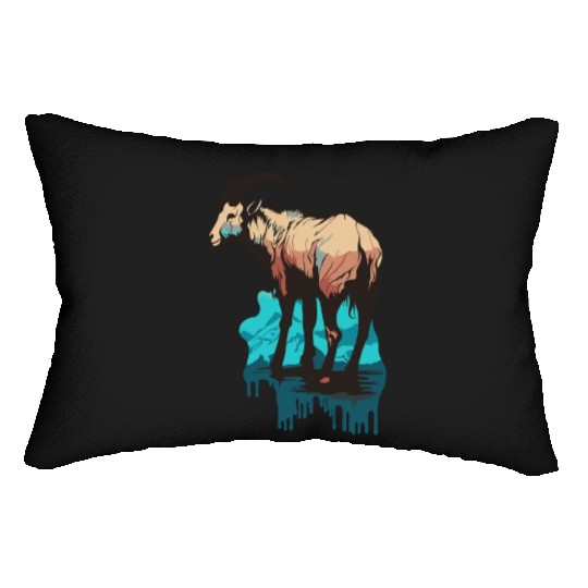 a mountain goat lives in the mountains Lumbar Pillows