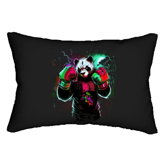 Angry Colorful Panda Boxer MMA Martial Arts Lumbar Pillows