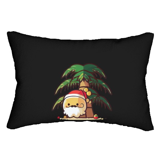 Tropical Santa enjoying Summer Lumbar Pillows