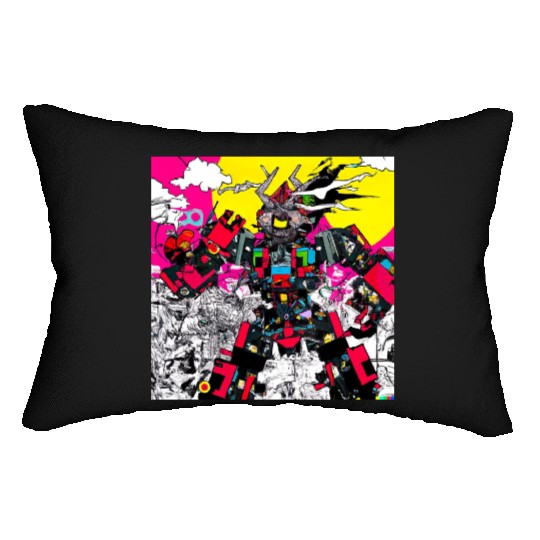 Anime Style Robot Graffiti Art Lumbar Pillows