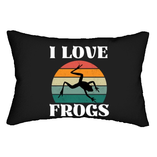 I LOVE FROGS RETRO SUNSET Lumbar Pillows